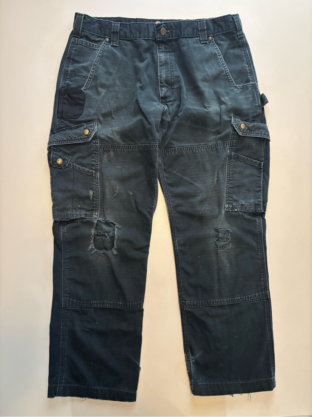 Mens carhartt work wear cargo double knee jeans